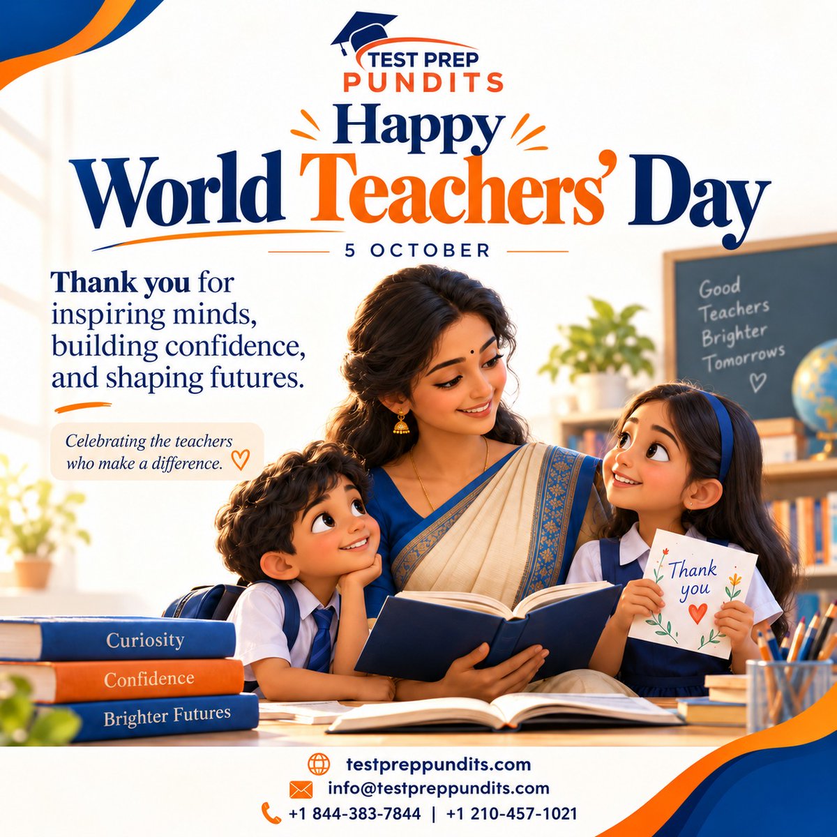 testpreppundits's tweet photo. 👩‍🏫 Celebrating the Mentors Who Shape Tomorrow!

✨Test Prep Pundits honors every teacher who inspires, guides, and empowers students❤️

🌱 Inspire minds
💡 Spark curiosity
💪 Build confidence
🚀 Shape futures

#WorldTeachersDay #TestPrepPundits #SATPrep #ACTPrep #StudentSuccess https://t.co/1A7HwNit6h
