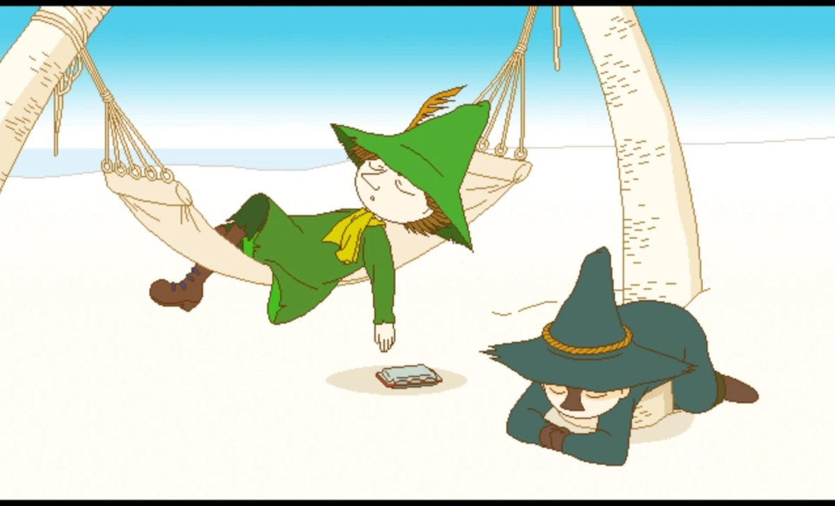 SleepyMothy's tweet photo. Just found out about this art from a Snufkin rafting game from like 1996 omggg😭 https://t.co/f4T63mg7an