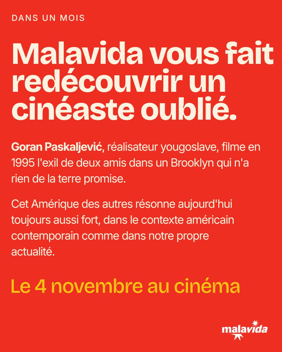 Malavida_Films's tweet photo. Dans un mois, 𝐋'𝐀𝐦𝐞́𝐫𝐢𝐪𝐮𝐞 𝐝𝐞𝐬 𝐚𝐮𝐭𝐫𝐞𝐬 de 𝐆𝐨𝐫𝐚𝐧 𝐏𝐚𝐬𝐤𝐚𝐥𝐣𝐞𝐯𝐢𝐜́ revient au cinéma. 🎬

Au cinéma le 𝟒 𝐧𝐨𝐯𝐞𝐦𝐛𝐫𝐞.

#Malavida #CinemaDePatrimoine https://t.co/ZytejCAIMA
