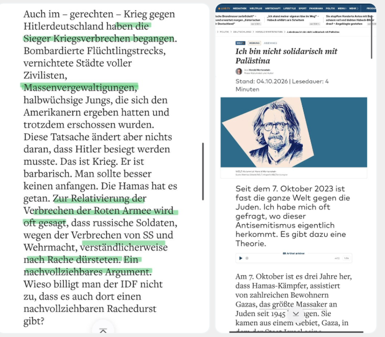 schieritz's tweet photo. Wir sind jetzt so weit, dass Harald Martenstein Kriegsverbrechen zum Ausdruck eines legitimen "Rachedurstes" erklärt und für "nachvollziehbar" hält und die Welt es einfach abdruckt. https://t.co/0whFYh6BDr