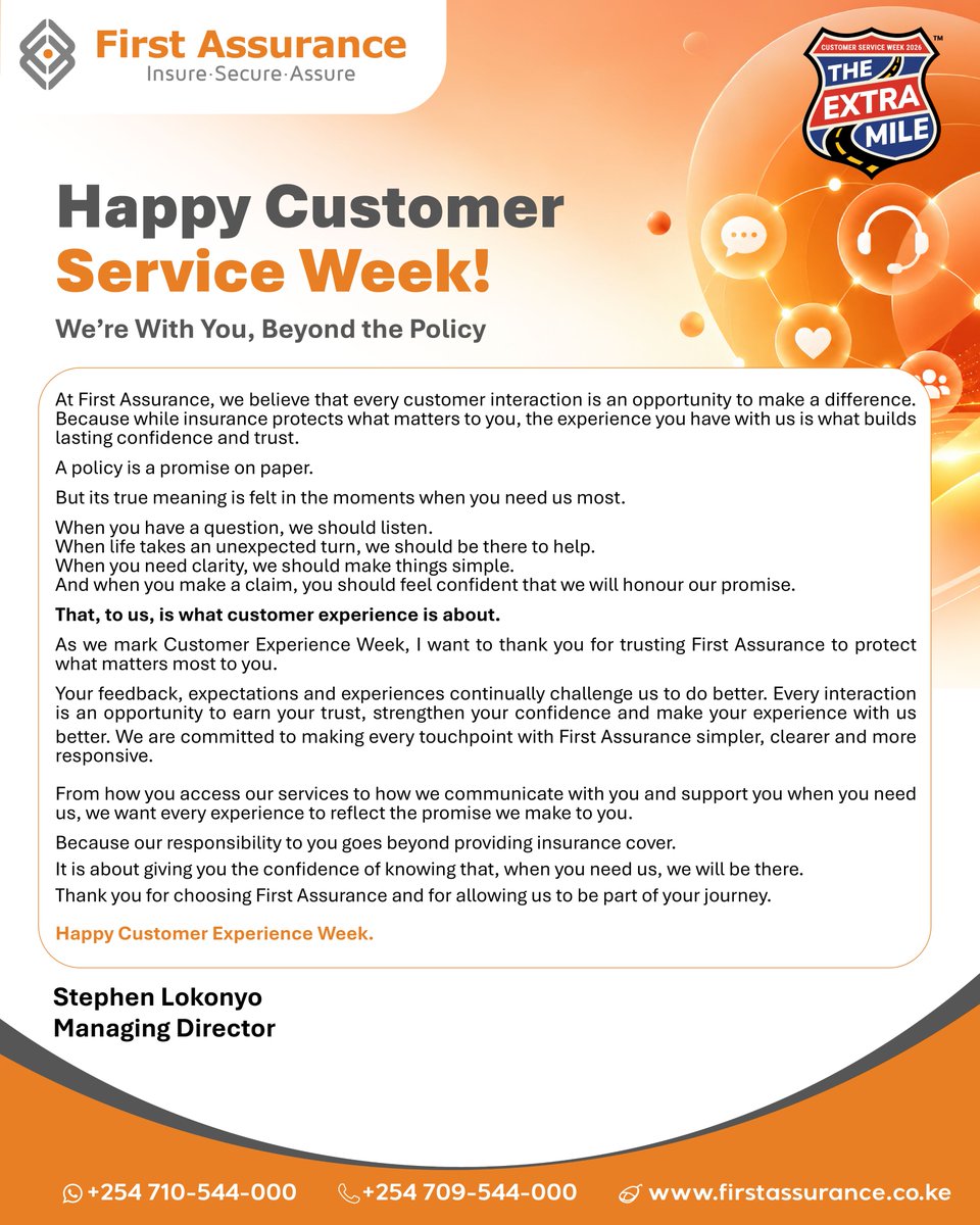 First_Assurance's tweet photo. Customer Service Week is all about celebrating the reason we keep showing up every day, YOU.

Your loyalty and continued support have been part of our journey and growth, and we couldn’t have come this far without you.

Here’s to serving you for many more years to come. https://t.co/Wt8g14Htun