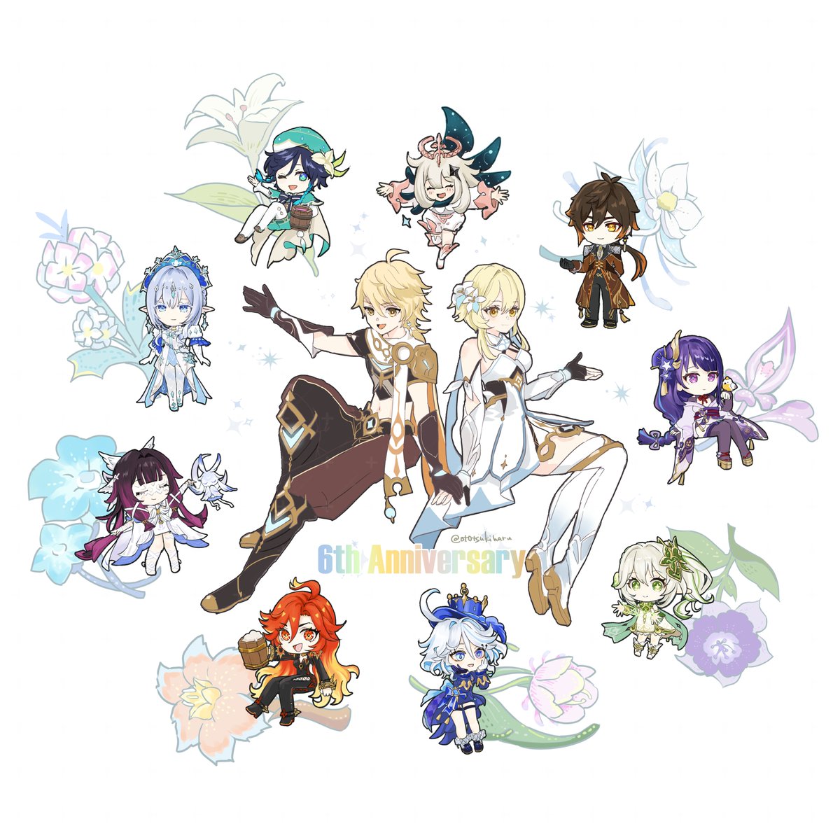 ototsukiharu's tweet photo. 原神6周年おめでとうございます！神揃った～!!
#原神6周年 https://t.co/nYnGNWnk9c