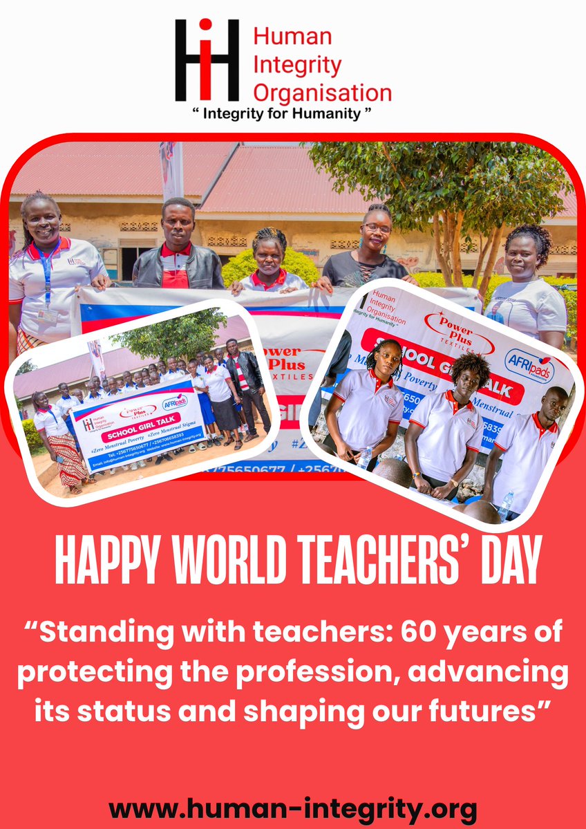 Hi_org1's tweet photo. Today 05/Oct/2026 we celebrate the world Teachers' Day. 
Thank you for transforming the vulnerable women and girls into a formidable force in transforming the world into an equal space for all.
“Standing with teachers: 60 years of protecting the profession, advancing its status and shaping our futures.