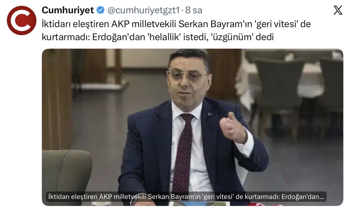 zaytung's tweet photo. FotoHaber - Yaklaşık 70 saatlik onurlu ve dik duruşu ile AKP içerisinde rekor kıran Serkan Bayram, tarihe geçti…
https://t.co/cqfRjUowaq https://t.co/tQcZ3bl4G3