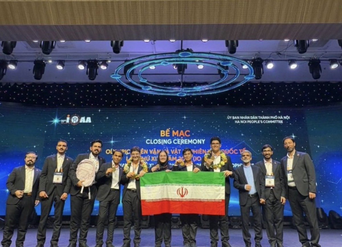 IRANinSWEDEN's tweet photo. 🏅🏅Did you know that Iran has ranked first in the International Olympiad on Astronomy and Astrophysics for three consecutive years?

Three year. Three titles. That’s what we do! 

#Iran #IOAA #Astronomy #Science https://t.co/1jP2OeunfT