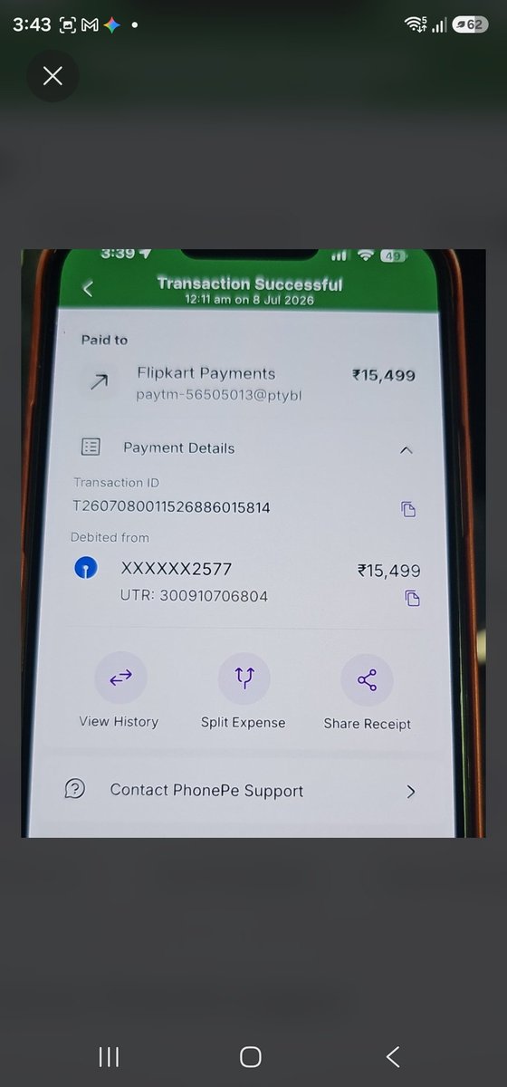 bhratdurgam's tweet photo. Severe delay &amp; non-refund from @Flipkart @FlipkartSupport! Paid ₹15,499 via UPI for Order #OD438030479019312100 on 8 Jul. Order cancelled on 1 Sep, ticket marked resolved on 21 Sep, but NO refund received yet! UTR: 300910706804. Resolve &amp; refund immediately! @ConsumerFeed" https://t.co/OuTlbjO1vq