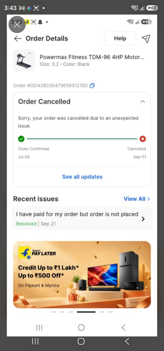 bhratdurgam's tweet photo. Severe delay &amp; non-refund from @Flipkart @FlipkartSupport! Paid ₹15,499 via UPI for Order #OD438030479019312100 on 8 Jul. Order cancelled on 1 Sep, ticket marked resolved on 21 Sep, but NO refund received yet! UTR: 300910706804. Resolve &amp; refund immediately! @ConsumerFeed" https://t.co/OuTlbjO1vq