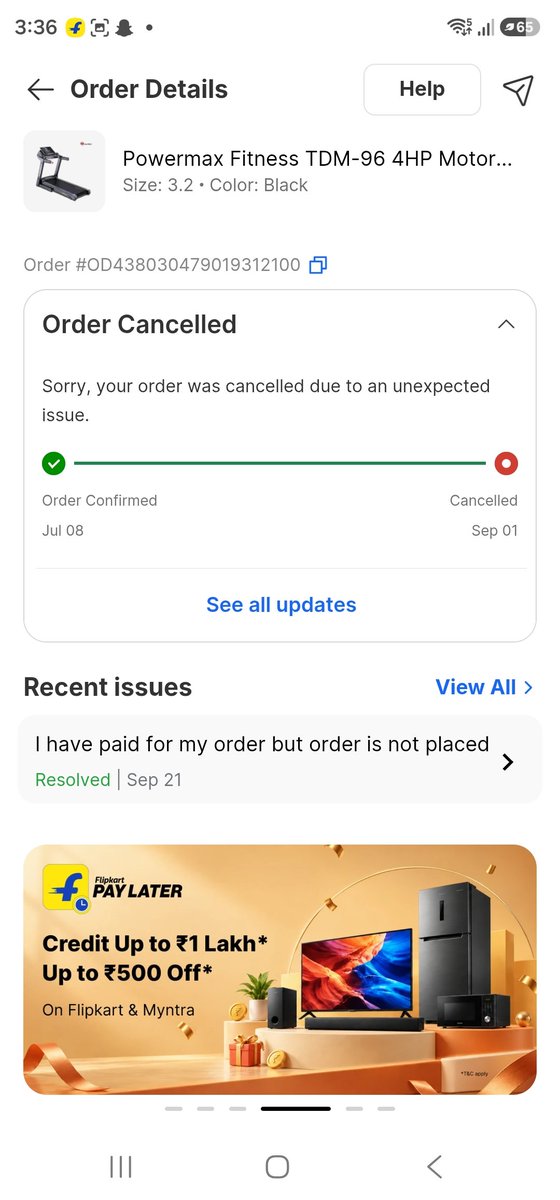 bhratdurgam's tweet photo. Severe delay &amp; non-refund from @Flipkart @FlipkartSupport! Paid ₹15,499 via UPI for Order #OD438030479019312100 on 8 Jul. Order cancelled on 1 Sep, ticket marked resolved on 21 Sep, but NO refund received yet! UTR: 300910706804. Resolve &amp; refund immediately! @ConsumerFeed" https://t.co/OuTlbjO1vq