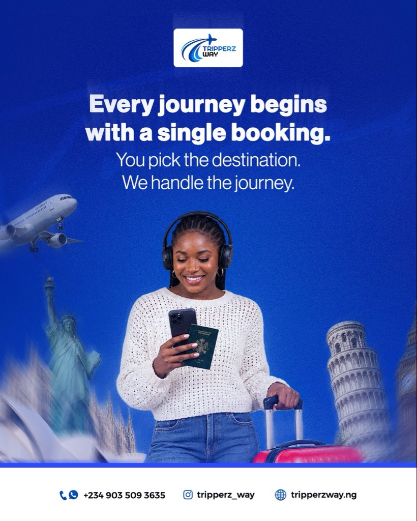 TripperzWay's tweet photo. Happy New Week, Trippers!

New week, new travel plans. Wherever you’re headed, we’re ready to help make the journey smoother.

DM TripperzWay to get started.

#TripperzWay #HappyNewWeek #TravelPlans #TravelWithUs #TravelAbroad #TravelNigeria https://t.co/ZM78RgAILk