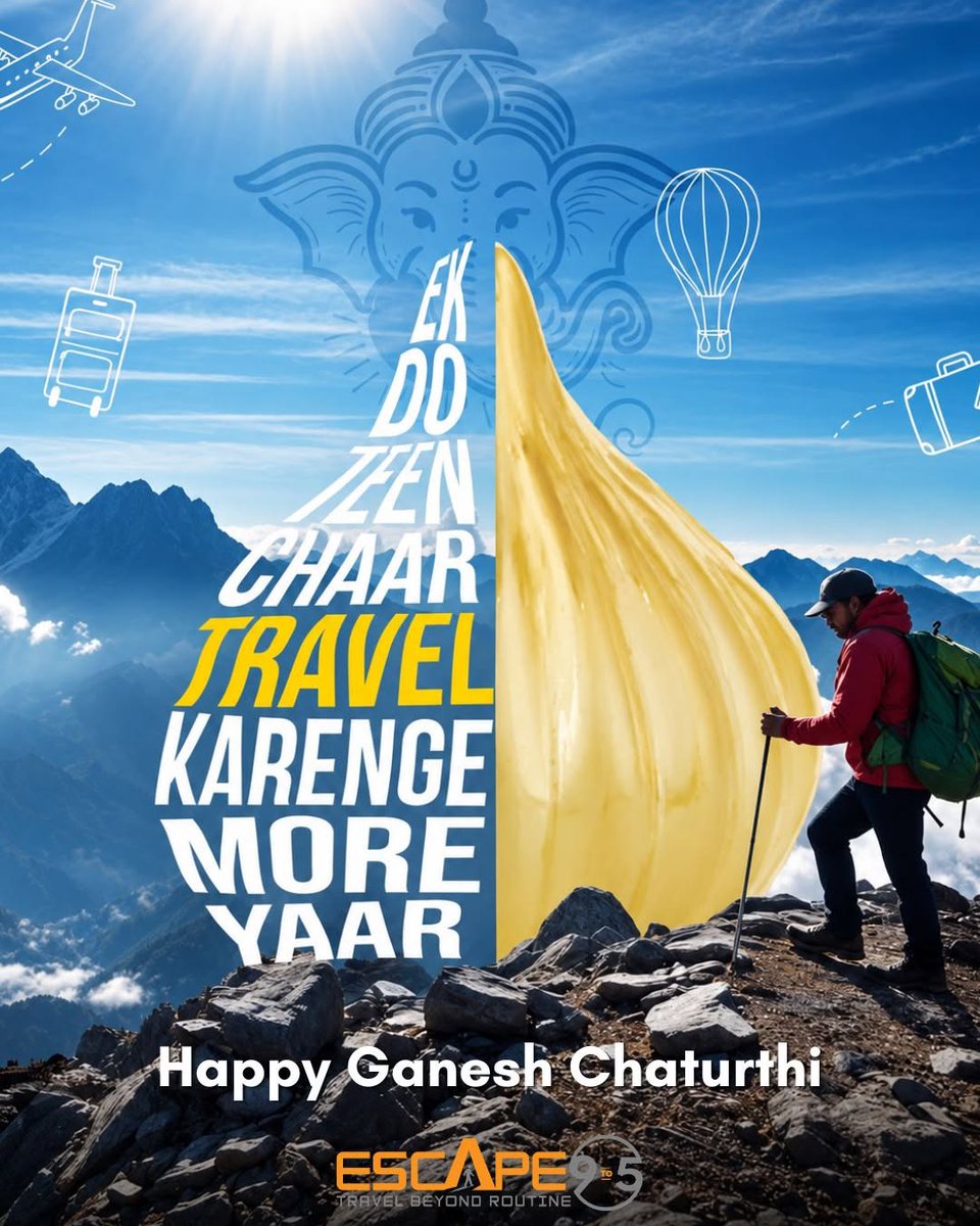rafaela_azeved's tweet photo. Bappa aaye hain, toh naye safar toh bante hain! Ek do teen chaar, travel karenge aur yaar! New beginnings, spontaneous plans, long drives, mountain views aur apno ke saath yaadein. Ganpati Bappa Morya! https://t.co/IJ3XbE7nkz