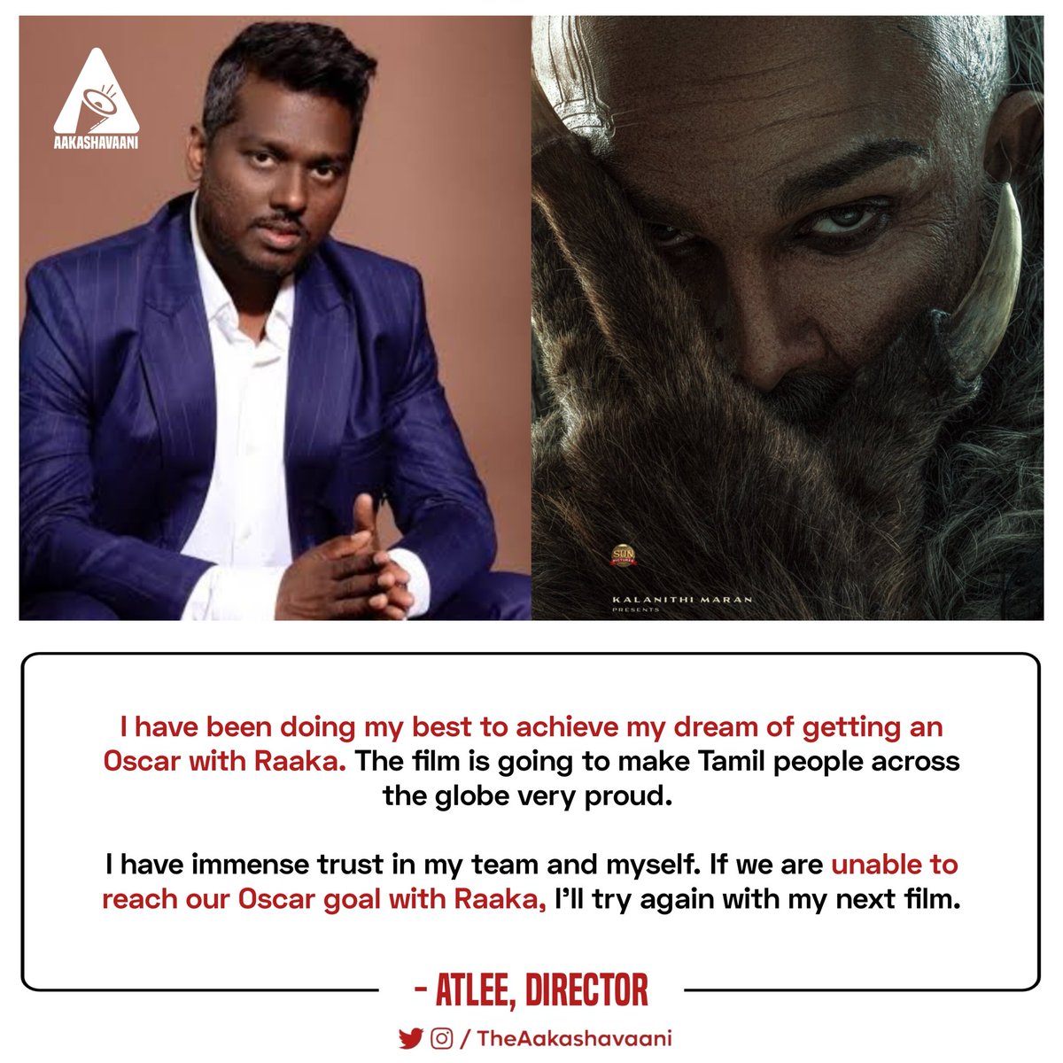 TheAakashavaani's tweet photo. Atlee Is Aiming For Oscar With #RAAKA https://t.co/ZgORYY6Aaq