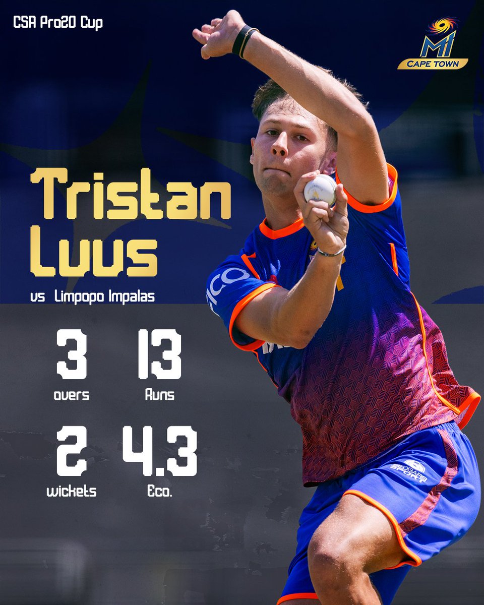 MICapeTown's tweet photo. Tristan let the ball talk at the CSA Pro20 Cup 🌟
#MICapeTown #OneFamily https://t.co/hRzhFJHOip