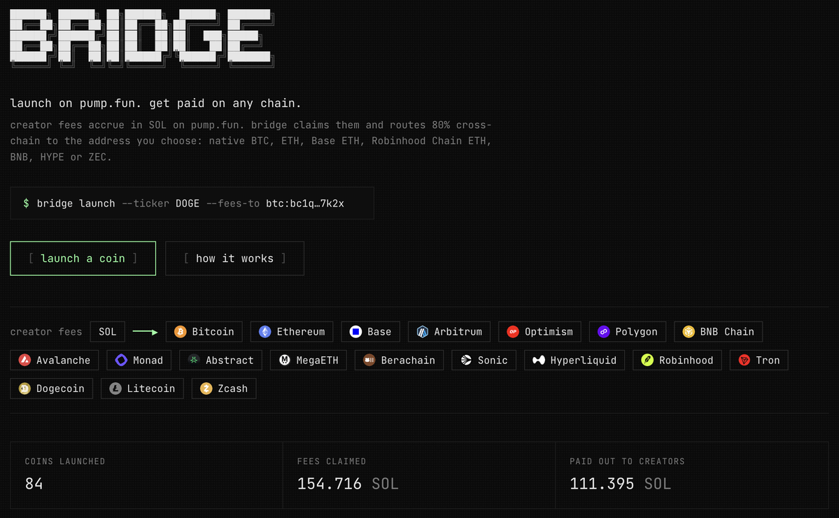 Koshkoi999's tweet photo. GM everyone. Just wanted to let you know, I will bull post $BRIDGE till it rugs or till I die. 

I love the vision. Creating a meme coin on @Pumpfun and forwarding the fees to different chains is just genius and is the missing part in current launchpad era. Dev is active, listening to the community and is shipping daily. 

19 Chains are added already. 

1000x or rug.