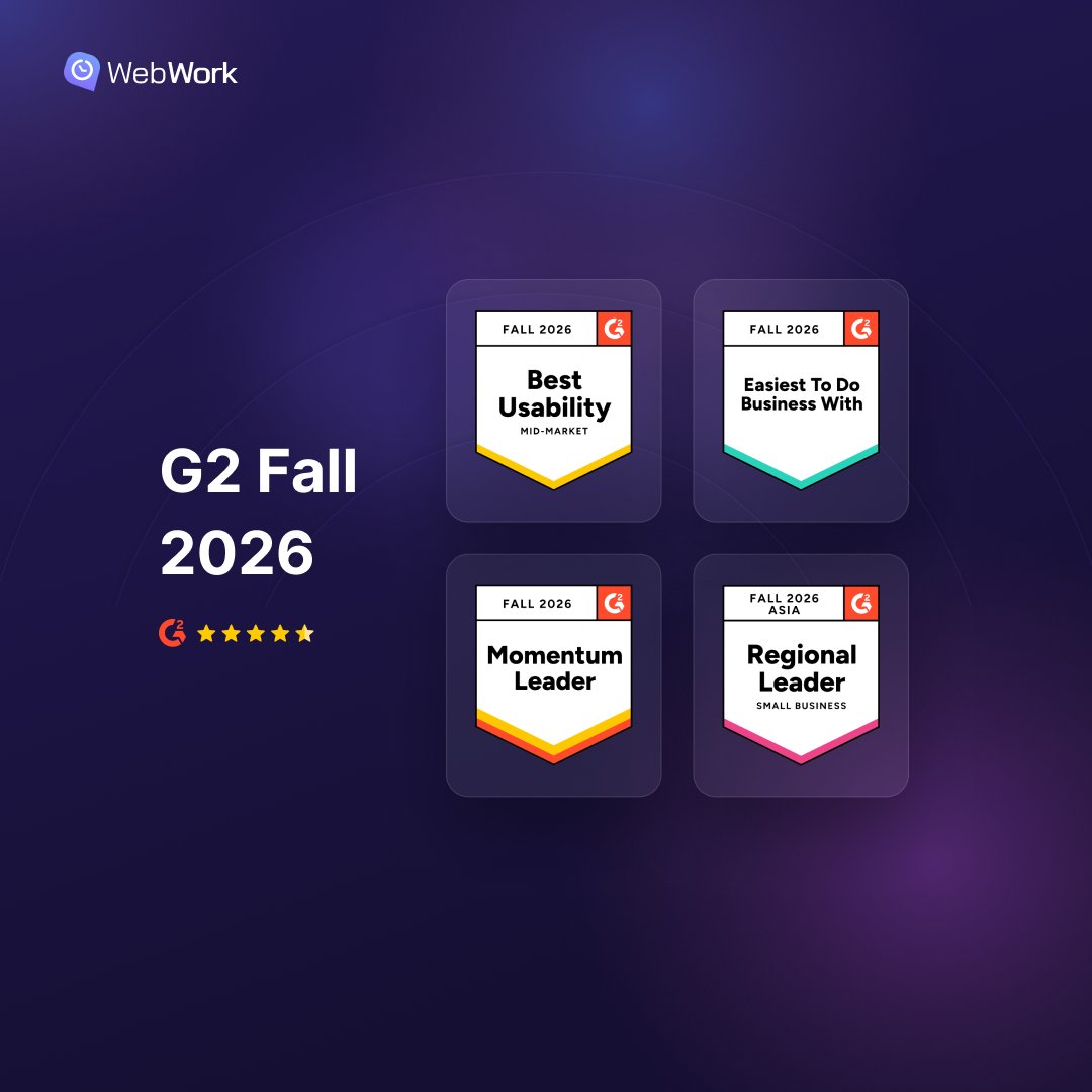 WebWork_Tracker's tweet photo. G2 Fall 2026 results are in 🏆 WebWork earned Leader, Momentum Leader, High Performer, and Regional Leader badges across six regions worldwide.

Thank you for every review! 💜

#G2 #TimeTracking https://t.co/FfUlLx8zfH