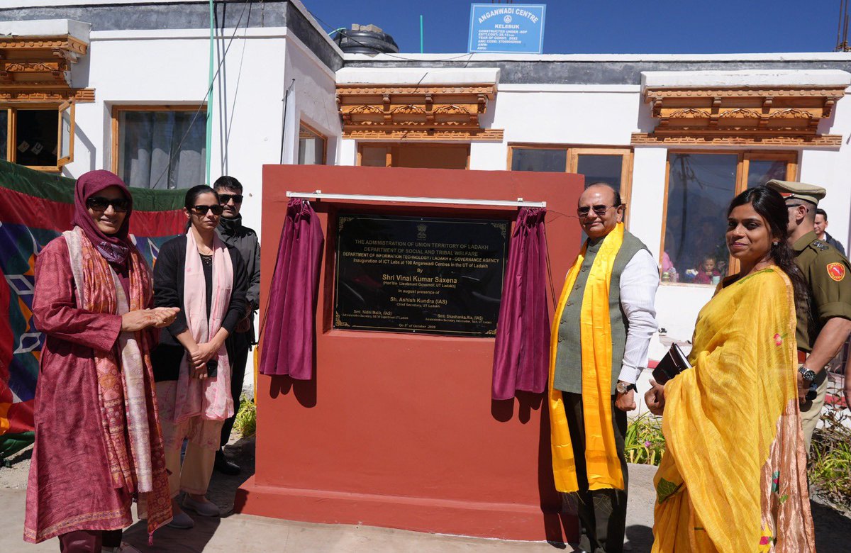 lg_ladakh's tweet photo. Inaugurated 100 Saksham ICT Labs at 100 Anganwadi Centres across Ladakh – 50 each in Leh and Kargil – marking a milestone in the Administration’s efforts to create stimulating, inclusive and technology-enabled learning environments for children at the grassroots level.

Under Mission Saksham Anganwadi & Poshan 2.0, these labs will make early childhood learning more engaging, interactive and joyful, through age-appropriate digital and audio-visual content. 

Technology will complement play-based learning, helping children develop language, communication, cognitive, creative and motor skills, in a recreational setting. 

Our aim is to use technology not as a substitute for human interaction, but as a tool to nurture curiosity, creativity and participation among children.