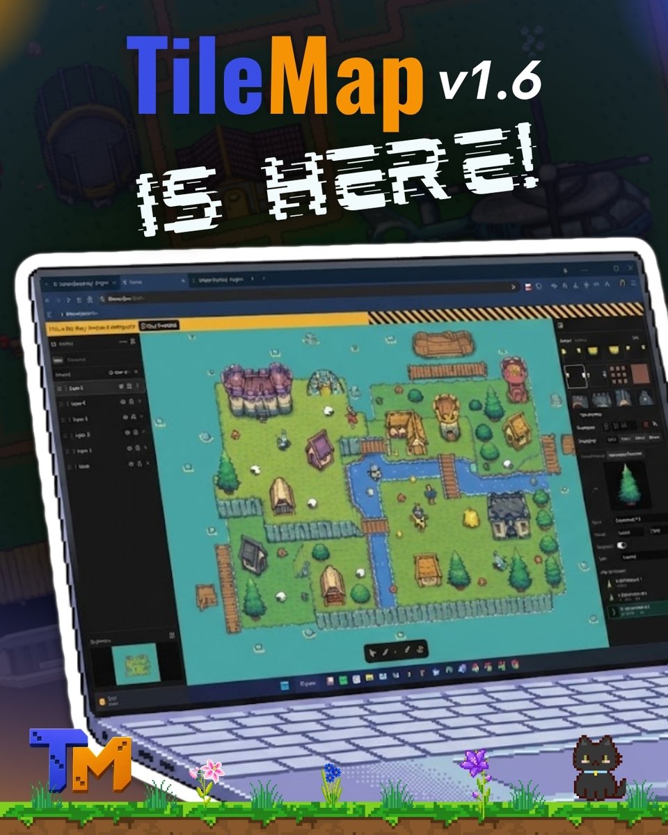 grayhatpk's tweet photo. TileMap v1.6 is LIVE! Build pixel art levels directly in your browser. Zero downloads, zero friction.
✨Infinite Canvas 
🥞Layering &amp; Y-sorting 
🧲Snapping &amp; Components 
💾Local saving 
📥Export JSON/PNG/Tiled
Try it: https://t.co/CuzwmB65sj 
#GameDev #IndieDev #GameDayGiveaway. https://t.co/azzRAw9FuX