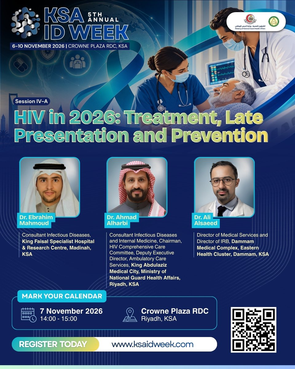 IDprofs's tweet photo. Discover a dynamic scientific program at  at #KSAIDWeek2026
📅 6-10 November 2026 | Riyadh, Saudi Arabia  
Discover the programme &amp; register: https://t.co/lE7NvY6ltJ

#KSAIDWeek2026 #InfectiousDiseases #IDWeek #Healthcare #MedicalEducation #SaudiArabia https://t.co/dX3ba9bYSC