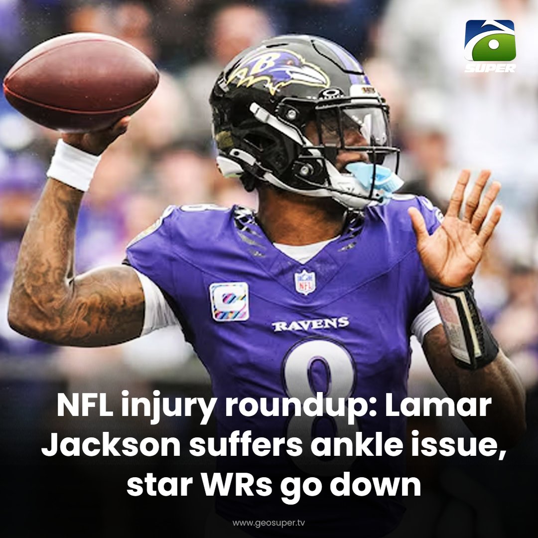 geosupertv's tweet photo. NFL injury roundup! ๐ ๐จ
Read More: https://t.co/XSnJLD0Yld
#NFL #LamarJackson https://t.co/DXIXc81aOt