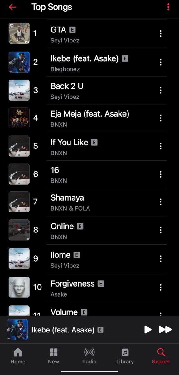 Kelvin2011353's tweet photo. 🚨 @BlaqBonez  &amp; Asake’s “Ikebe 3000” Rises to No 2️⃣ on Apple Music Nigeria Top Songs chart 📈🤯🔥 https://t.co/dtgRLhOhKD