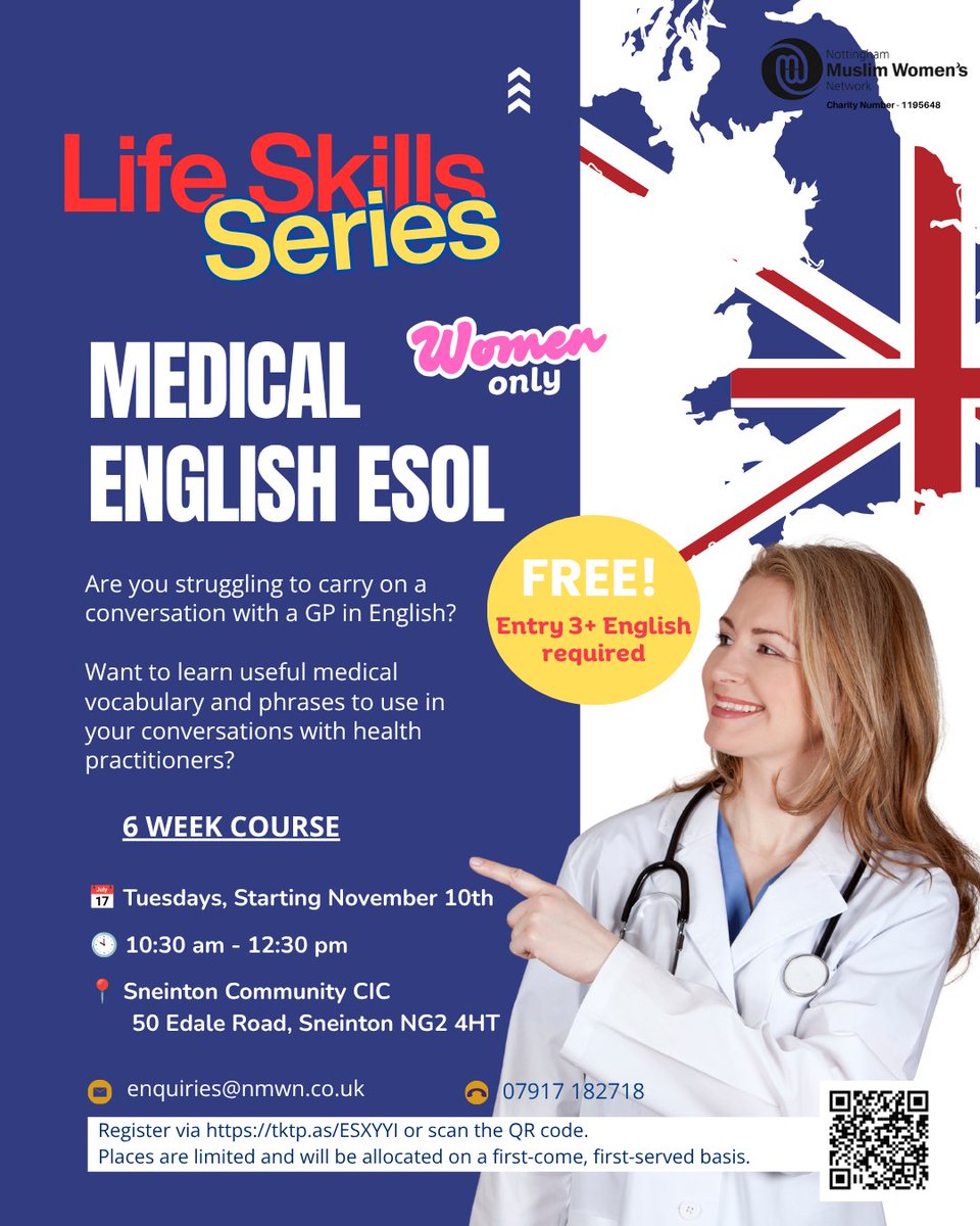 NottinghamMWN's tweet photo. #MedicalEnglish #ESOL #EnglishForHealthcare #MedicalESOL #EnglishLanguageLearning #WomenOnly #WomensSupport #WomenAndGirls #ConfidenceInEnglish #HealthcareEnglish #GPAppointments #HealthLiteracy #CommunitySupport #FreeCourse #FreeESOL #EnglishClasses #Nottingham #Sneinton https://t.co/lr0NGWnc8z