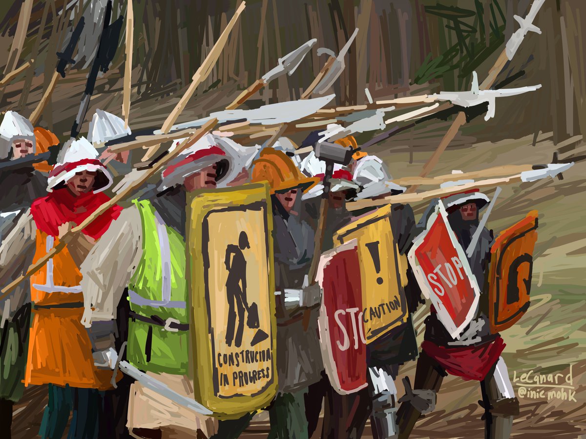 iniemohk's tweet photo. The famous Picket line formation is widely used by the city-states of the Rustbelt to great success. Their trained citizen militias have help kept the the city-states of Cleveland and Pittsburgh from the tyranny of the Presidency and the Amish Kingdom who openly covet the lands. https://t.co/Q6dp6LWPtp