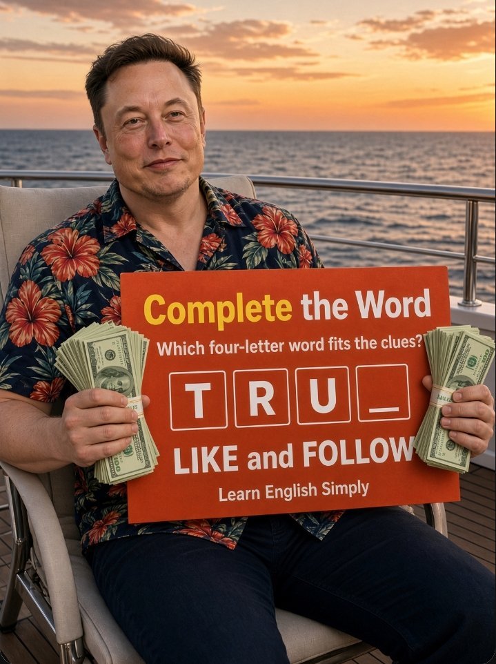 VelvetSuns55579's tweet photo. Think fast! T R U _ — One letter completes the word. Can you get it right? 🔥

       $3,100 prize — Go! 🚀 https://t.co/d4FZr6keqi