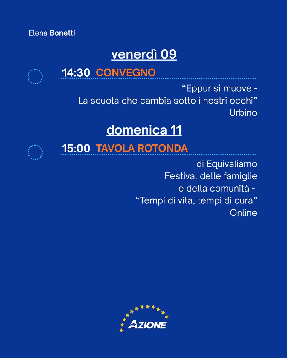 elenabonetti's tweet photo. Highlights.
I principali appuntamenti della mia agenda,
dal 5 all’11 ottobre. https://t.co/6JL3kdOyK0