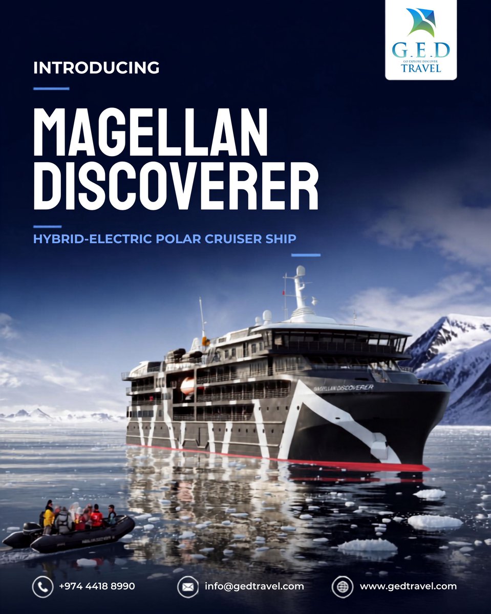 Dyndaahs2's tweet photo. Explore the Antarctic Peninsula by air-cruise: ice-filled fjords, towering icebergs, remarkable wildlife, and the chance to reach the Antarctic Circle. New for 2026–27: hybrid-electric Magellan Discoverer. https://t.co/4QaT0oC4Xr
