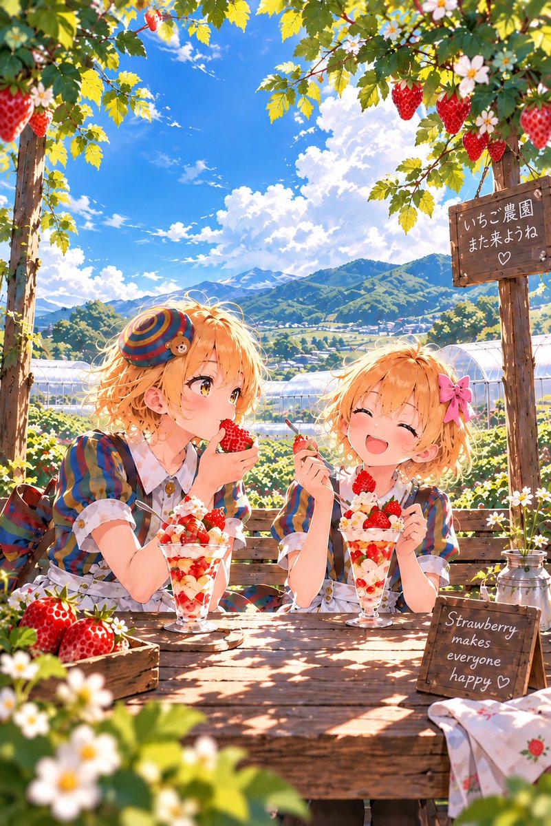 Neko_ai_p's tweet photo. 🌸パフェ試食中の『チャピコ＆ジェミコ』

カフェの新商品ために、入念に味を確かめる、帽子のジェミコ👒

一方、そんなことはすっかり忘れて、モリモリ食べるリボンのチャピコ🎀

同じ試食でも、性格が出てます😁✨ https://t.co/AobS7GaW5C