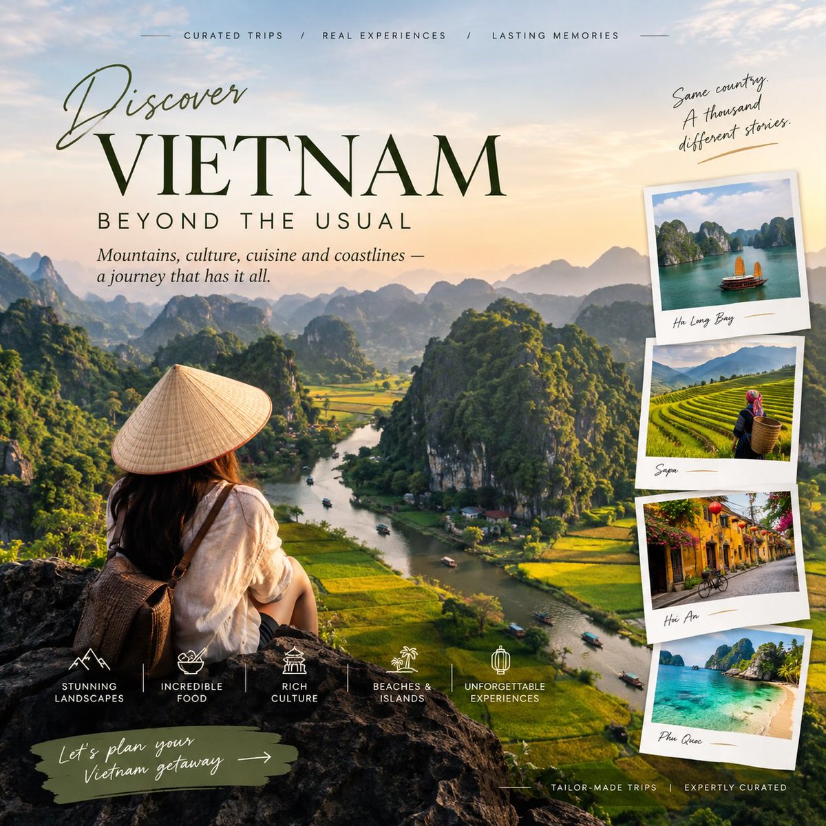 MaleBiebs_'s tweet photo. Vietnam, beyond the usual. Misty mountains, emerald rice terraces, ancient towns, and unforgettable flavours. From Ha Long Bay to Sapa, Hoi An to Phu Quoc, every moment becomes a story worth living. https://t.co/PiNyZFMgZR