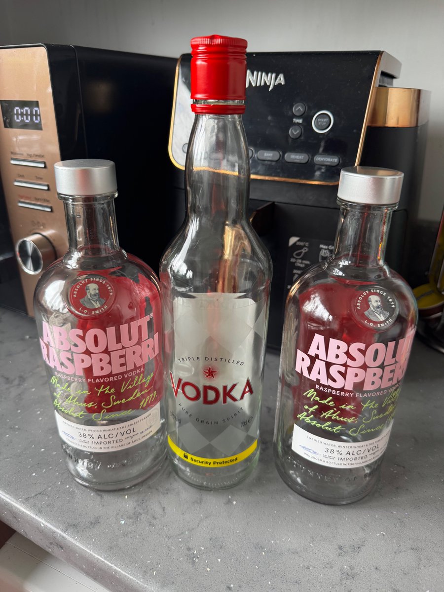 Sober2026's tweet photo. Honesty time. Most recent relapse was a tough 3 days. I consumed 3 litres of Vodka in 3 days. Slept a lot. Couldnt look after myself or my dog properly. Enough is enough. This will be the last time these types of bottles will ever be in my house. 
78 hours sober now.
Lets do it. https://t.co/06K6grCzs3