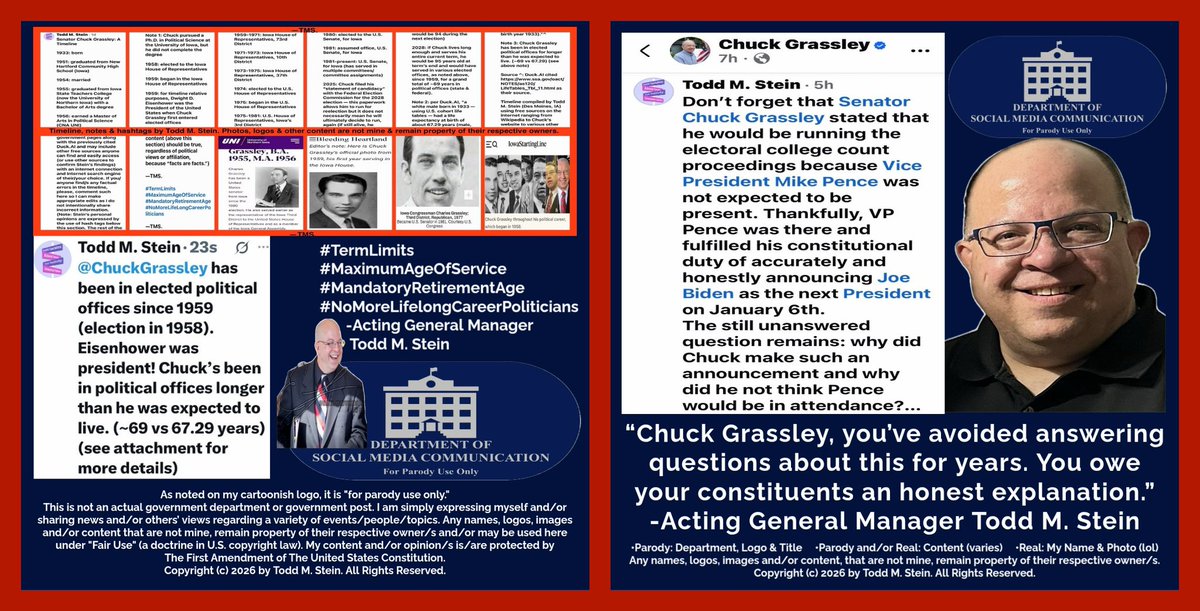 Todd_M_Stein's tweet photo. @GrassleyPress @ChuckGrassley Fuck off, @ChuckGrassley. You’ve been in elected offices since 1959, when Eisenhower was president. You should’ve aged or termed out of political positions decades ago.
#TermLimits
#MaximumAgeOfService
#MandatoryRetirementAge
— — —
Kratom is not all deadly.
#ChronicPainRelief https://t.co/W5HhqohUG5