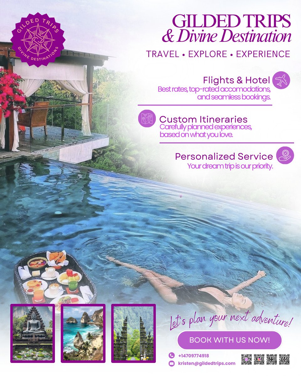 Qpham3323's tweet photo. Your dream destination is calling. Ready to answer? From flights and hotels to custom itineraries and personal support, Gilded Trips &amp; Divine Destinations makes travel planning easy. DM us your dream destination and let’s plan it. https://t.co/UPEBXYUg98