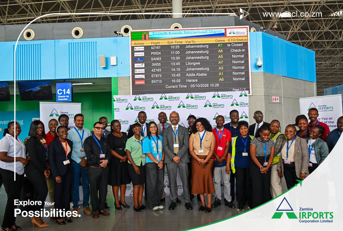 ZambiaAirports's tweet photo. Customer Service Week celebrations have officially kicked off! ๐ #TeamZACL is ready to welcome you and make this week a little extra special. #GatewayToPossibilities #KeepFlying #TheExtraMile https://t.co/8gVn9uZrLY