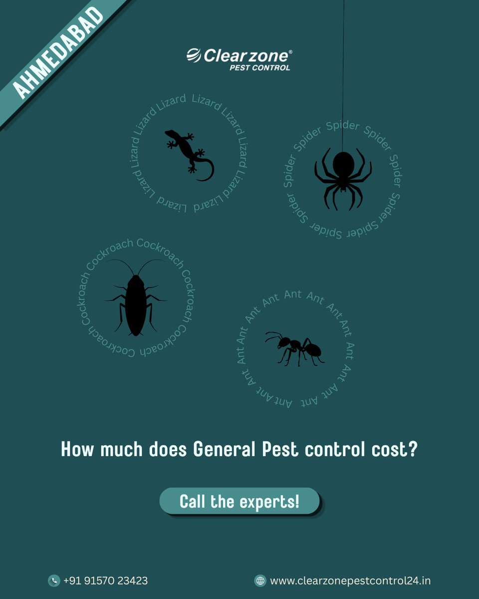 krpatel1981's tweet photo. General Pest Control in Ahmedabad
pest control price Ahmedabad, pest control cost, cockroach control cost, ant control treatment, spider control, lizard control, pest control charges, affordable pest control Ahmedabad
#PestControlAhmedabad #ClearzonePestControl #PestControlCost https://t.co/eEUojfoZoK