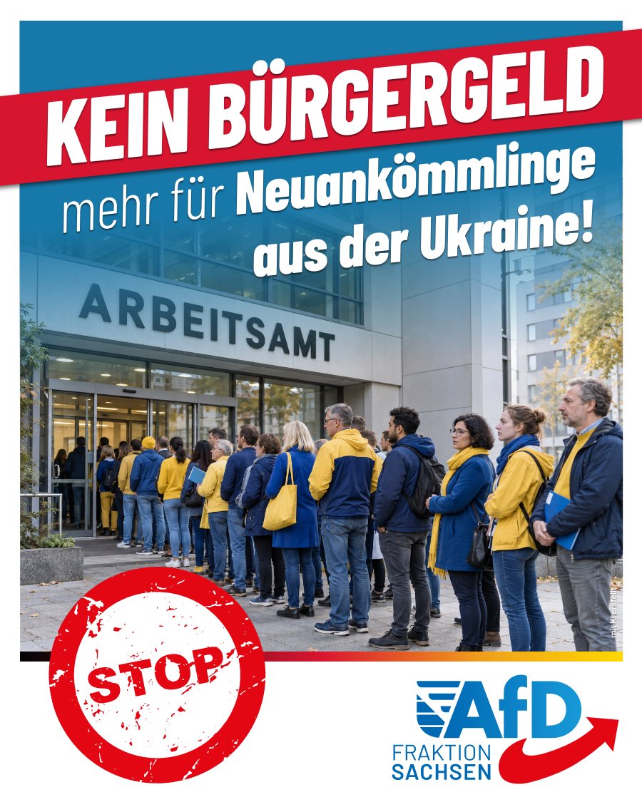 AfD_SLT's tweet photo. CDU/CSU und SPD hatten versprochen, neu ankommenden Ukrainern nicht mehr automatisch Bürgergeld zu zahlen, sondern lediglich verringerte Sozialleistungen. Laut Medienberichten wurden diese Pläne jedoch auf Eis gelegt.

Dazu erklärt der sächsische AfD-Fraktionsvorsitzende @Joerg_UrbanAfD:

„Die AfD hatte im Landtag vor einem Jahr den Antrag gestellt, die großzügige Sonderbehandlung ukrainischer Migranten einzustellen (Drs. 8/4947). Die CDU lehnte unseren Antrag mit dem Hinweis ab, diese Maßnahme sei ohnehin geplant.

Nun sehen wir: Es hat sich seit fast einem Jahr nichts getan. Ich empfinde das als hochgradig inländerfeindlich. Während deutsche Rentner Flaschen sammeln müssen und nicht mehr wissen, wie sie die nächste Tank- und Heizkostenrechnung zahlen sollen, werden Ukrainer privilegiert behandelt, obwohl man in großen Teilen der Ukraine friedlich leben kann.

Neben einer Senkung der Sozialleistungen für Ukrainer fordern wir auch, die Praxis des Heimaturlaubs nicht länger zu dulden. Wer meint, mehrere Wochen pro Jahr Urlaub in der Ukraine machen zu können, dem kann auch zugemutet werden, dorthin zurückzukehren.“

#AfD #Sachsen #JörgUrban #CDU #CSU #SPD #Bürgergeld #Ukraine #Sozialleistungen #Migration