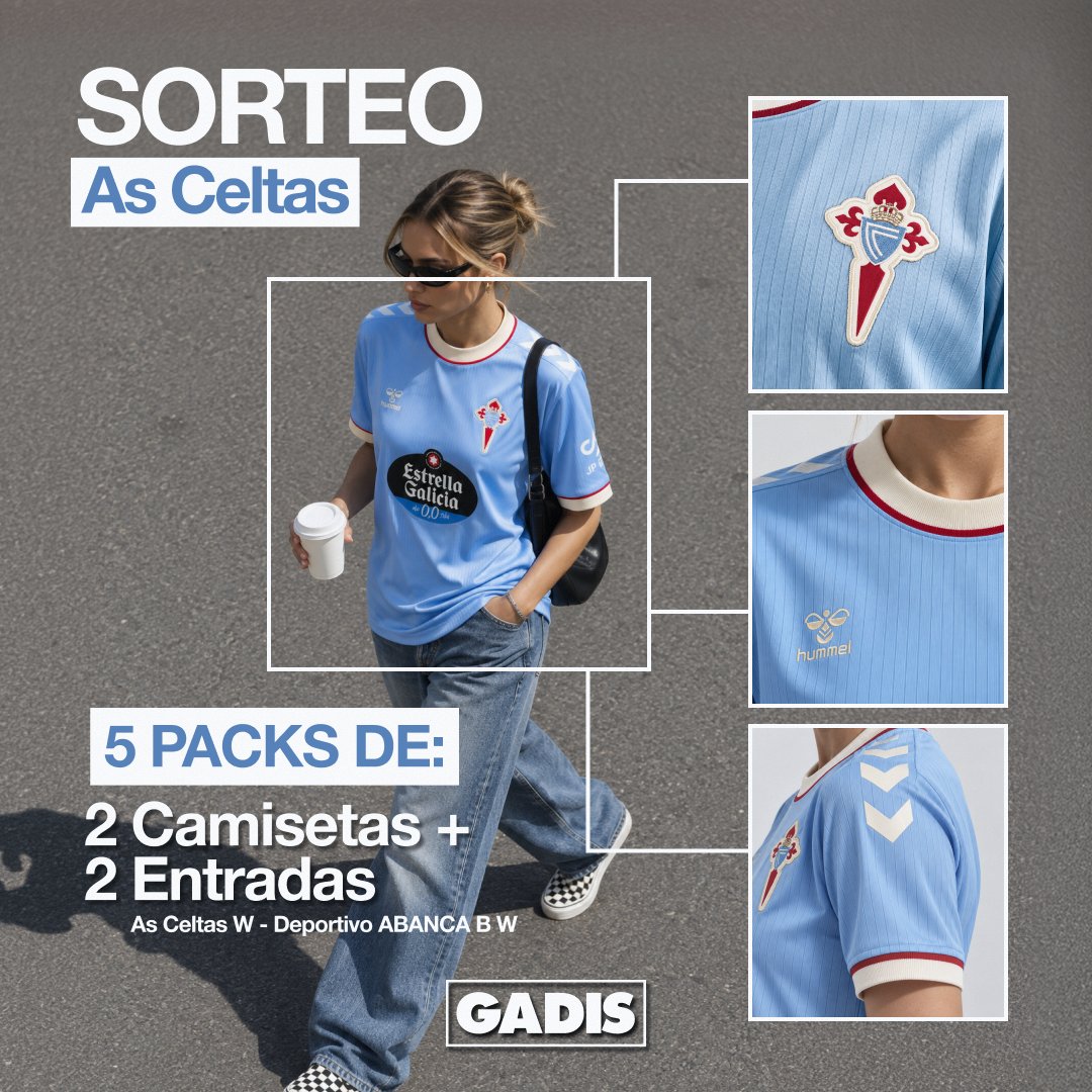 gadis's tweet photo. ⚽💙 SORTEO | AS CELTAS
Temos unha sorpresa para os seareiros e seareiras celestes! 👀💙

🎁 Sorteamos 5 packs de 2 camisetas de As Celtas + 2 entradas para o As Celtas – Deportivo ABANCA B. ⚽

Para participar:
1️⃣ Sigue a @gadis_supermercados
2️⃣ Republica este chío 🔁
3️⃣ Cruza os dedos! 🤞

⏰ Ata o 8 de outubro ás 10:00 h. Bases legais na ligazón da bio 🧷

🍀 Moita sorte!