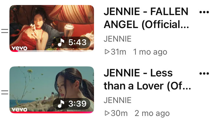 jenscharisma's tweet photo. both mvs from the ‘fallen angel’ ep have surpassed 30M views https://t.co/y7z3wFeEyF