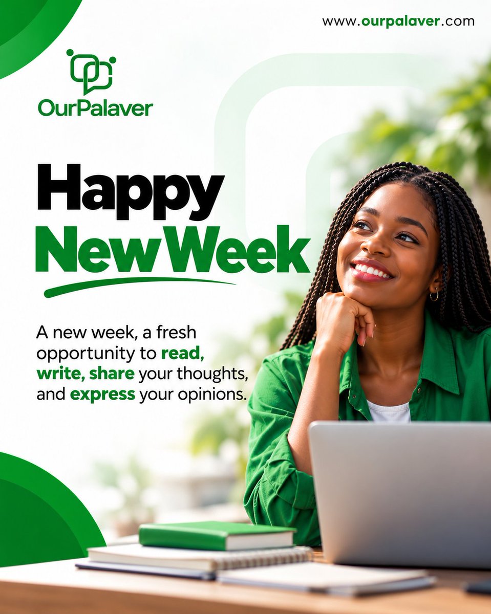 ourPalaver's tweet photo. 🇳🇬 Happy New Week, everyone!

A new week, a fresh opportunity to read, write, share your thoughts and express your opinions.

As we celebrate Nigeria and reflect on the country we want to build, The Nigeria We Want: Independence Challenge is still ongoing.

What does the Nigeria you want look like? What is one thing you would change, improve or see done differently?

This is your opportunity to speak, share your perspective and join the conversation.

Don’t just celebrate Independence. Tell us about the Nigeria you want. 🇳🇬

Join the conversation on https://t.co/B9dTtxzUXs.

#OurPalaver #TheNigeriaWeWant