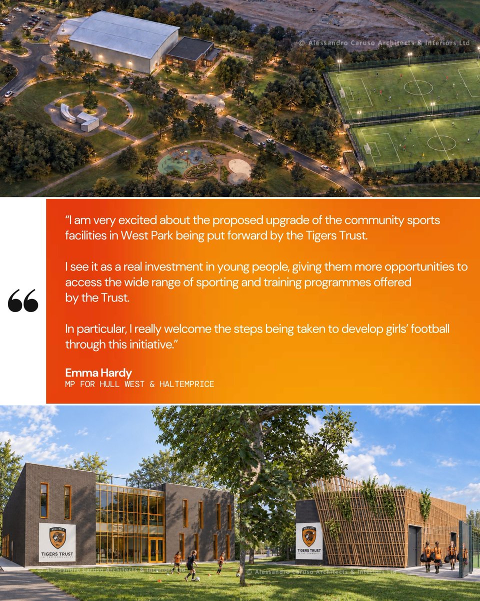 tigerstrust's tweet photo. We're grateful for the positive support shown for our proposed West Park development. 🧡

This project could create more opportunities for young people and help grow girls' football in our community for years to come. 📈

➡️ https://t.co/AGeDN3PcoK

#hcafc https://t.co/Q93a1n09rO