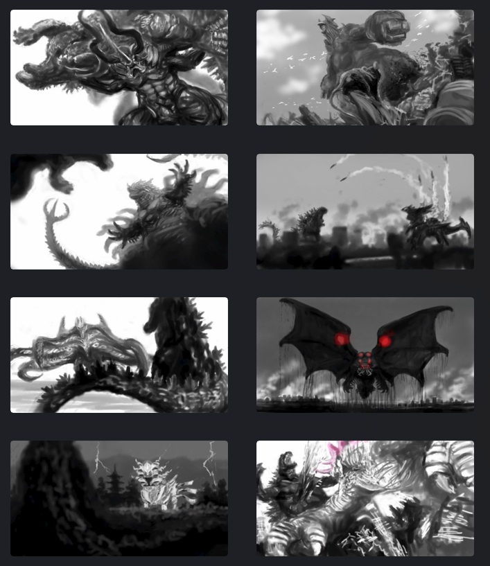 ootaka23001's tweet photo. 改めて新怪獣画を並べて見てみる。最初はあまり興味なかった怪獣もいろいろ魅力が見えてきました。
ここから半分に選ばれるのは誰か？
個人的には異次元のゼノルフ押しですがリゲドの殴り合いを見たい気もしています。 https://t.co/FLy7NdMGs2