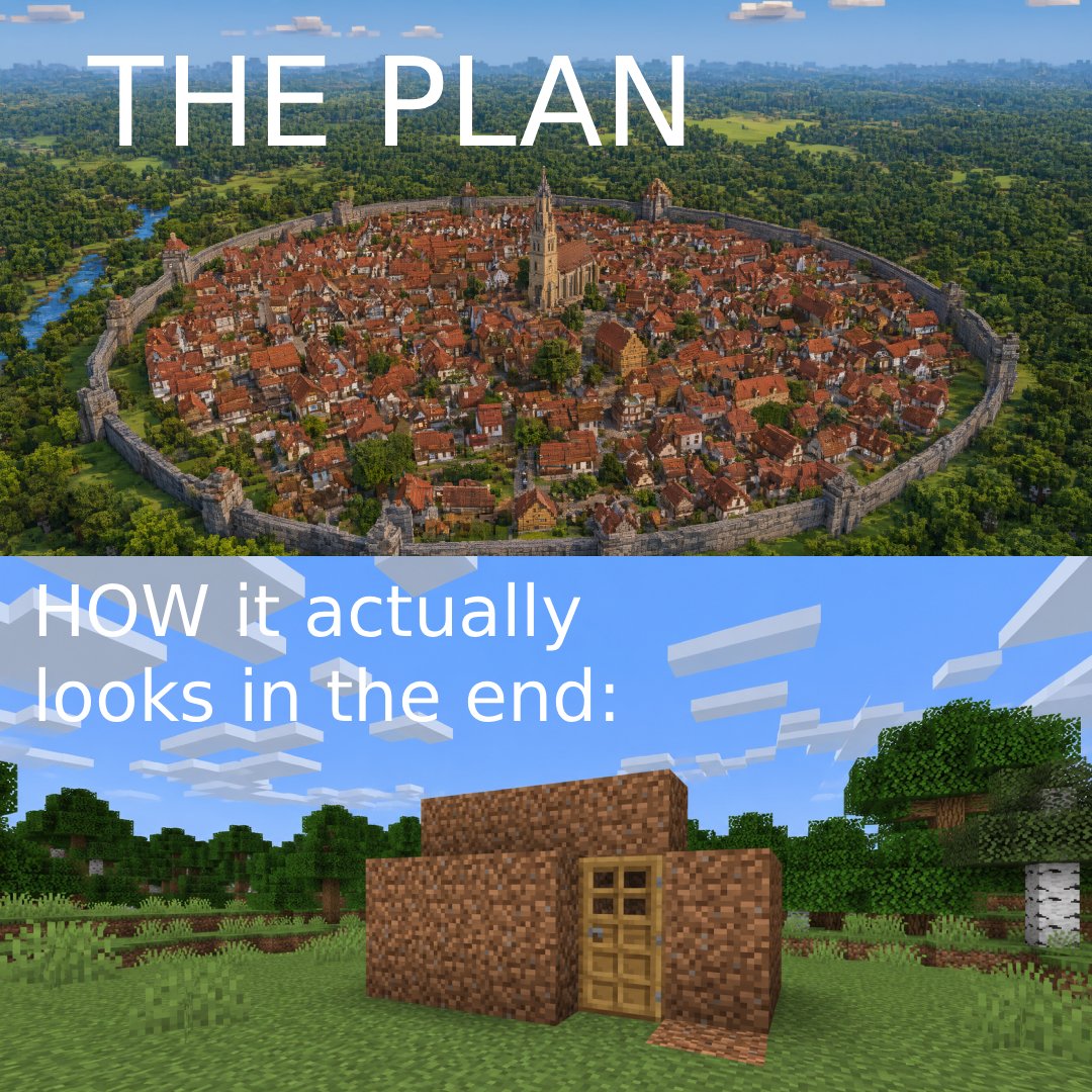 MinecraftMeme16's tweet photo. POV: The 2 week minecraft phase https://t.co/UCSqByZKf9