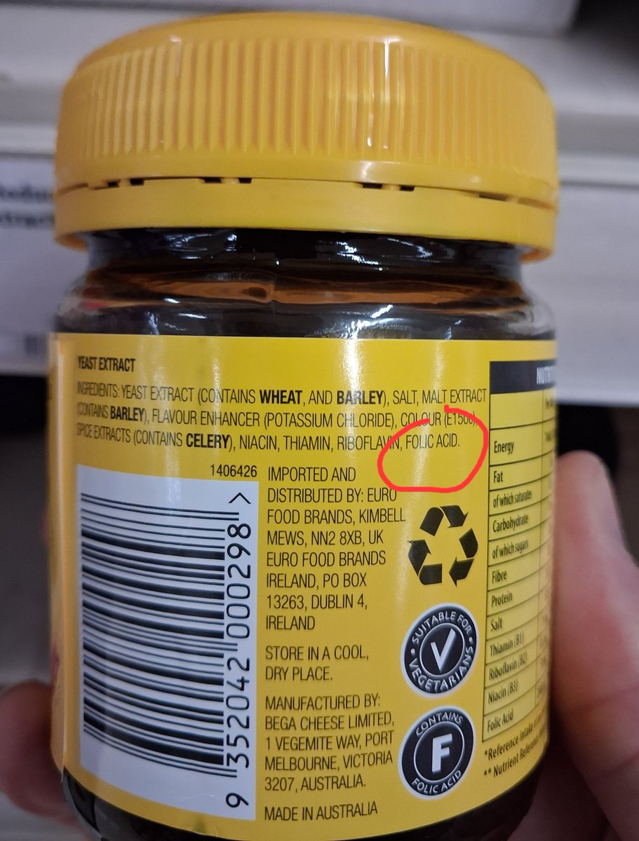A1an_M's tweet photo. 'I said, "Do you speak-a my language?"
He just smiled and gave me a Vegemite sandwich' 🎵🇦🇺

Nothing to smile about really. It contains folic acid, just like Marmite and a lot of the toast you spread it on.

Unnecessary for most, potentially harmful to many. 

Medication At Work. https://t.co/CsObu5DhID