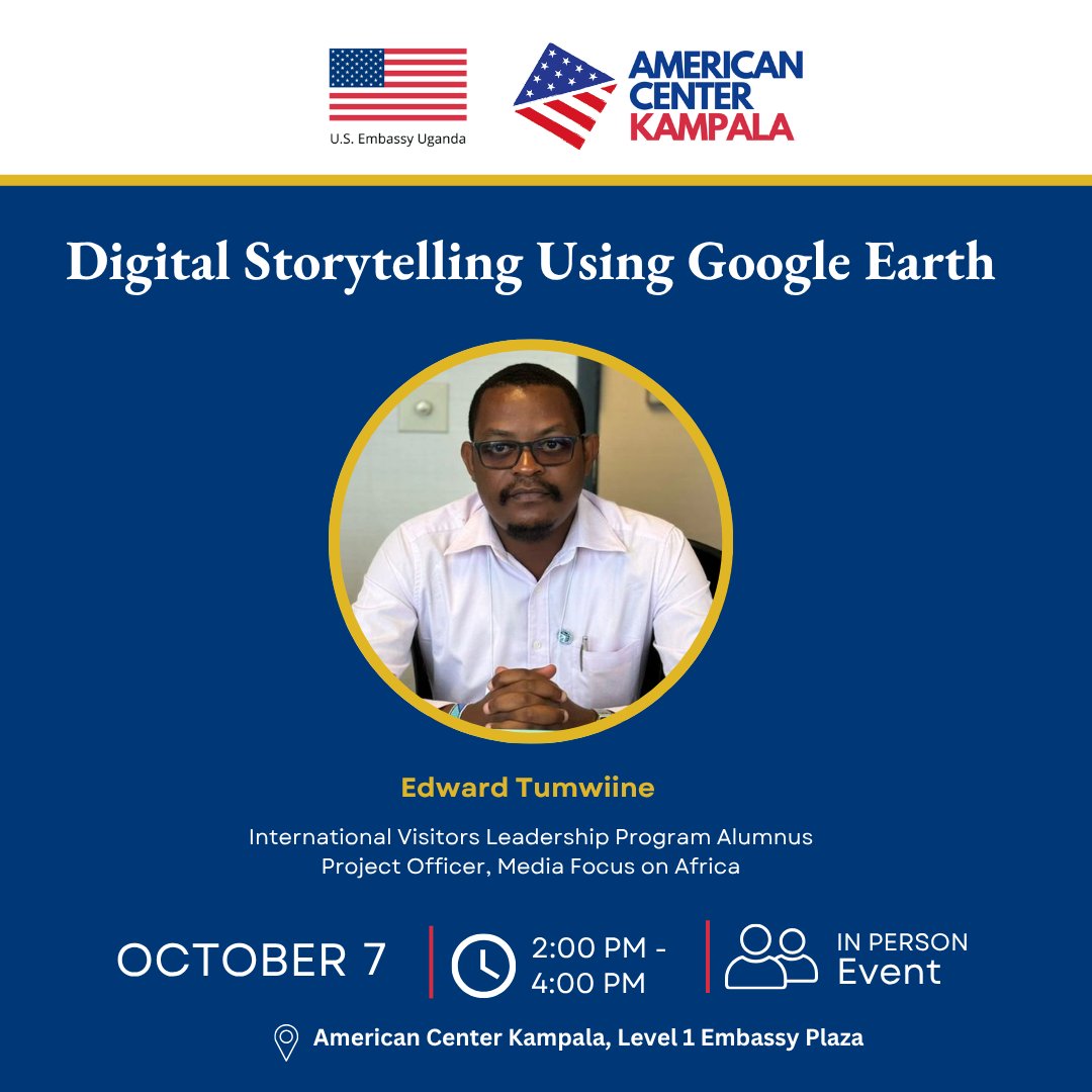 tumwineedward's tweet photo. This Wednesday I will be at the @USEmbassyUganda American Center to show how to use Google Earth for digital storytelling. 
Register- https://t.co/F74mpTFTeT https://t.co/MUGkJPkqSJ