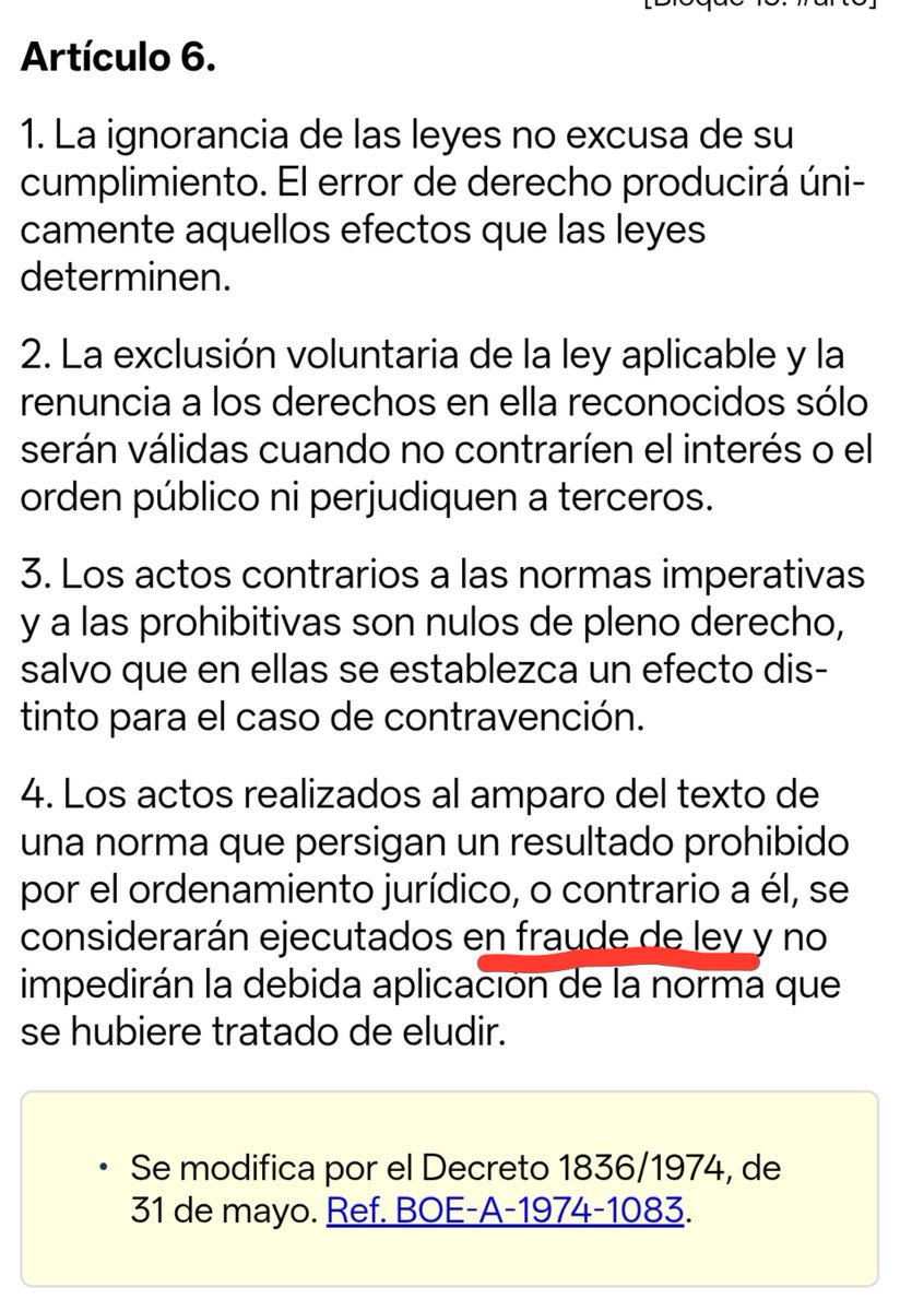 b75_pedro's tweet photo. Un fraude de ley como un castillo de grande. Artículo 6.4 del Código Civil. https://t.co/tuDkR8sgwo
