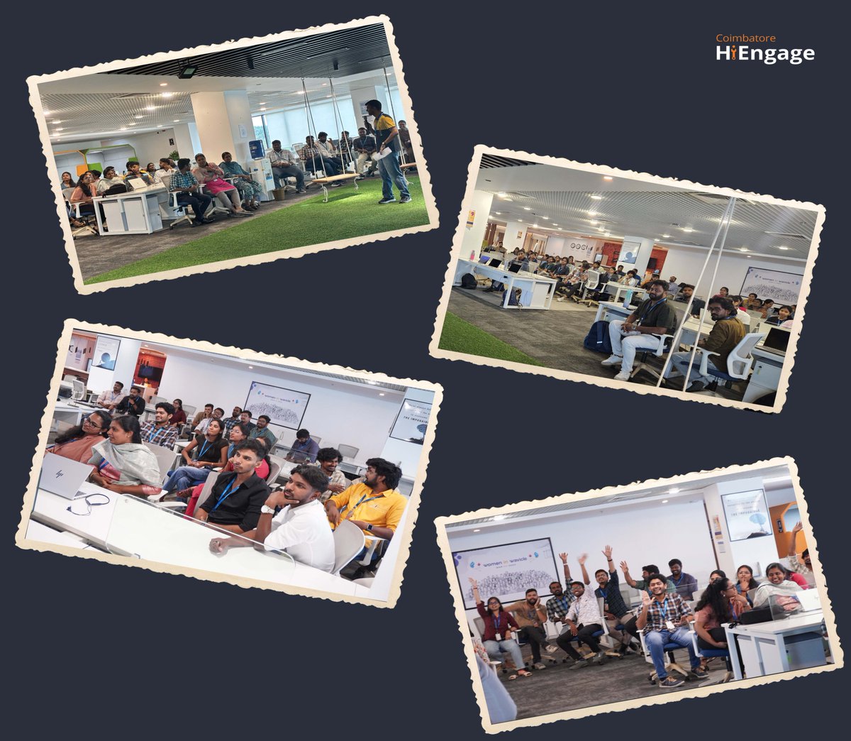 HashedIn's tweet photo. First Office Chronicles in Coimbatore!
The day began with Hiengage introduction &amp; a Fireside Chat b/w leaders &amp; our new Coimbatore Hashers!  Next was a HiEngage session- fun quiz, yummy food, &amp; great conversations. Here’s to what’s ahead!
#HashedInByDeloitte #Coimbatore #HiEngage https://t.co/aAwxwwfgYt