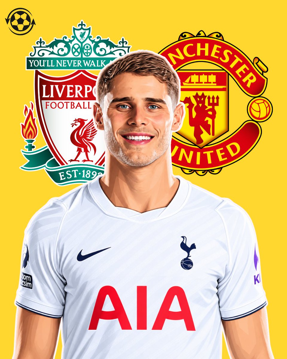 DeadlineDayLive's tweet photo. 🚨 Manchester United are prepared to battle Liverpool for Tottenham Hotspur defender Micky van de Ven.

Both Premier League clubs are interested in the Dutch centre-back ahead of a potential move in 2027.

Tottenham are firmly opposed to selling Van de Ven and have no intention of sanctioning his departure.

(Source: Fichajes)