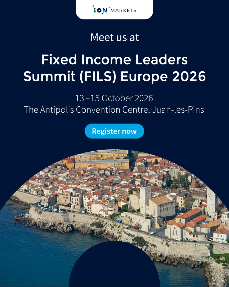 ION_Markets's tweet photo. Heading to FILS Europe 2026 in Juan-les-Pins, France? 
Meet the ION team to discuss trends shaping fixed income markets and discover technology that helps firms navigate change with confidence. 

Book a meeting: https://t.co/MhN1NHpHqj 

#FinanceEvents https://t.co/Jt5aS1HanU