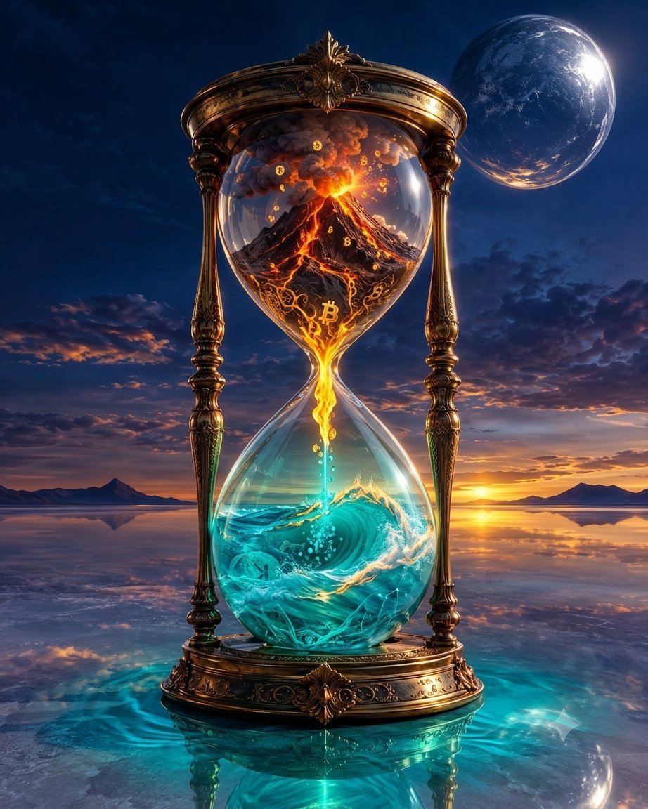 HashAndPower's tweet photo. A dream outside time.✨

Fire on top. 
Water below. 
The neck is where it changes.
$BTC $KAS https://t.co/EsmkUND5y0