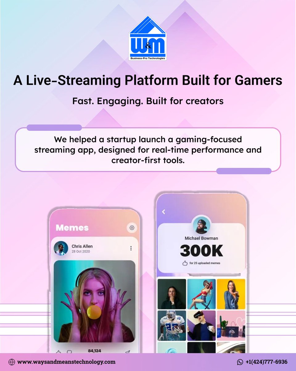 WMTechnology's tweet photo. Built a custom live-streaming app for gamers at @WMTechnology.

Real-time streams
Creator tools
Viewer engagement
See the journey and how we built it.
#WMTechnology #GameStreaming #TechForGamers https://t.co/A6zUCpR2kO